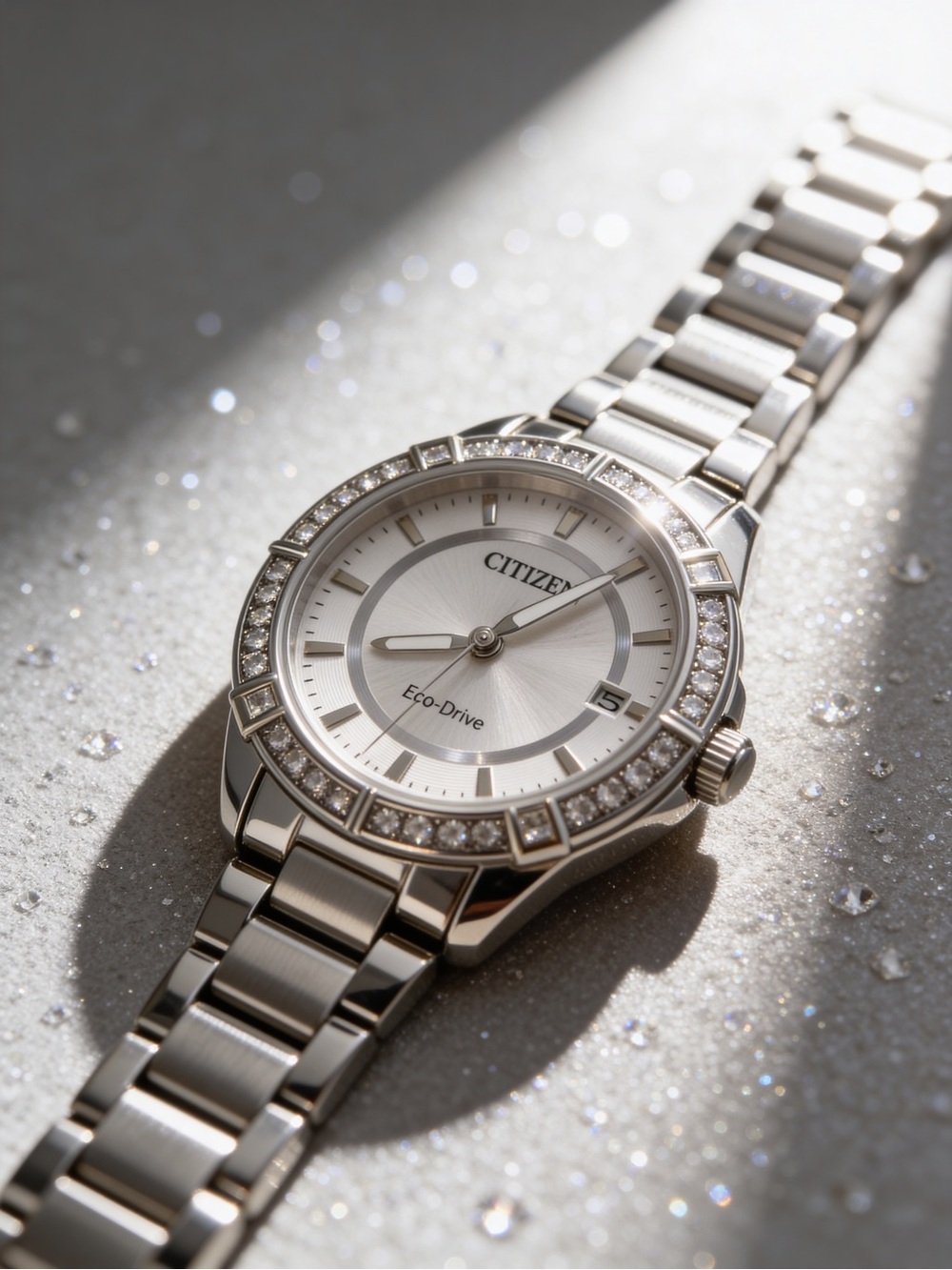 Citizen Silver-Tone Crystal Bezel Bracelet Watch